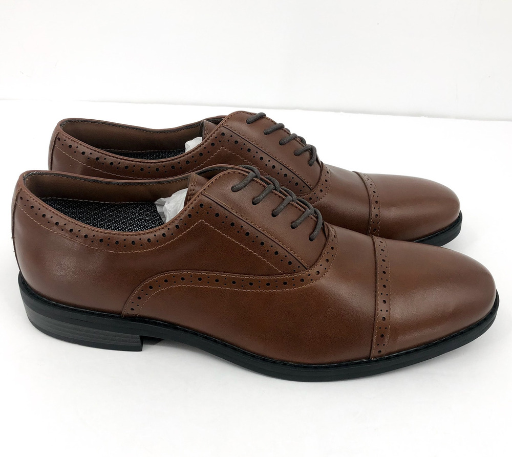 FAIRLANE & SONS Mens Feawin Flex Oxford Shoes Size 13 Tan Brown Leather NWOB